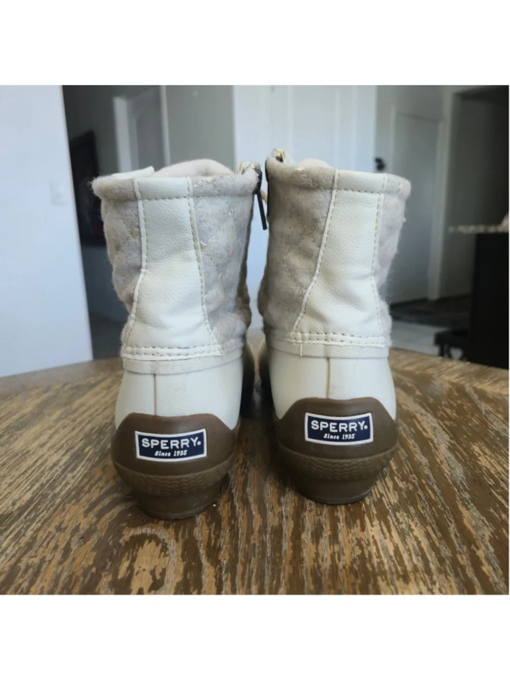 Sperry Syren Gulf Wool Quilted Duck Boots Women’s Size 8 Ivory Cream